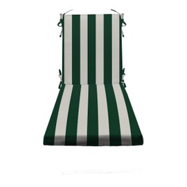 RSH DECOR: Foam Chaise Lounge Seat Cushion | 72” x 21” x 3” | All-Weather Spun Fabric | Water and Fade-Resistant | Outdoor Chair Cushion for Patio Furniture | Hunter Green & White Stripe
