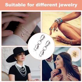 4 Pcs Jewellery Clasps, Double Lobster Clasps, Silver Bracelet Clasps Replacement Mini Bracelet Extender Necklace Shortener Clasp,Metal Double Claw Connector for DIY Jewelry Making Bracelet Crafts