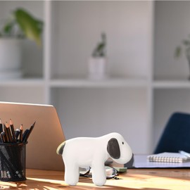 Relaxdays Dog Money Box, Tip Cash, Coins & Notes, Piggy Bank with Opening, HBT 12 x 21 x 9 cm, Ceramic, Black/White