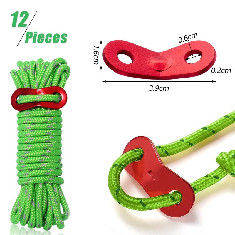 HOOPOE Guy Ropes Camping, Tent Ropes, Pack of 12 Guy
