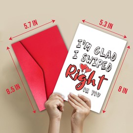 TQDaiker Funny Swipe Dating Valentine's Day Card, Met Online Dating Valentines Day Cards, Lucky Right Valentine's Day Card, Envelope Included.