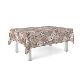 Martina Home Jucar Round Oilcloth Tablecloth 140cm Brown