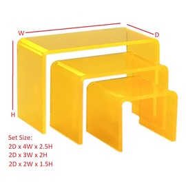 Generic T'z Tagz New 3 Piece Neon Yellow Acrylic Showcase Riser Display Stand Set