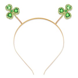 NVENF St.Patrick’s Day Headband Lucky Shamrock Hairband Green Rhinestone Headpiece Party Costume Hair Accessory (Rhinestone2)