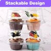 PLMMOUT 50Pack 2 Compartment Cupcake Containers,Stackable Cupcake Boxes,2 Cavity Clear