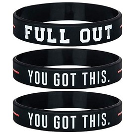 Sainstone Full Out You Got This Motivational Silicone Bracelets - Inspirational Rubber Wristbands Band Gifts for Men, Women, Teens (3-Pack)