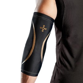 Tommie - Funda de compresión de codo de cobre (S/M, negro, paquete de 4), ajuste elástico y antideslizante 4D para apoyo específico, tela Znergy de cobre patentada, beneficios antiolor, diseño