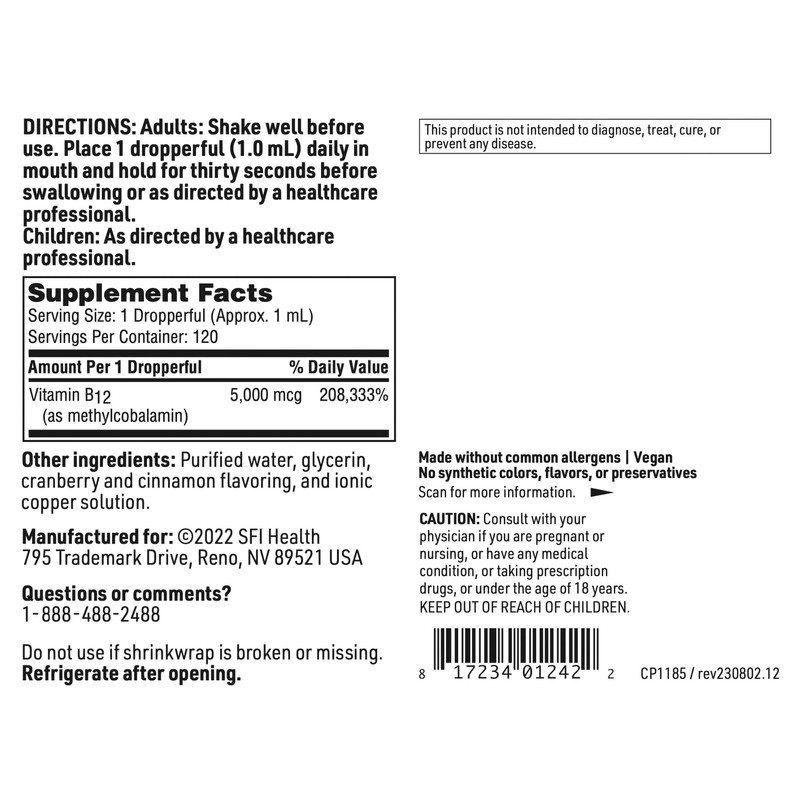 Klaire Labs SFI Health Vitamin B12 Liquid Drops 5mg -