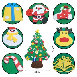 SOHAO 3.9Ft DIY Felt Christmas Tree, Christmas Door Wall Decorations, Party Decorations, Toddler Kids New Year Xmas Gifts, Detachable 30pcs Ornaments