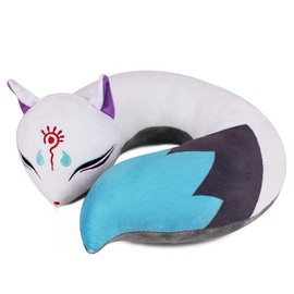 YS Travel Anime Neck Pillows, Fox Plush U-Shape Animal Neck Pillow, Neck Support Pillow, Office Neck Pillow,Cute Cosplay Design, Portable & Washable