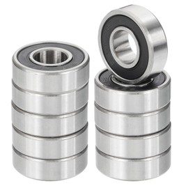 PATIKIL 698-2RS Deep Groove Ball Bearing 8mm x 19mm x 6mm, 10 Pack Double Rubber Sealed Miniature Bearings for Electric Motor Industrial Machine, Black&Silver