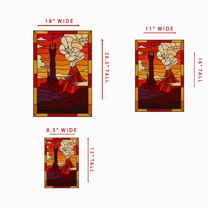 Rings Lord Dark Land Stained Glass Window Film (11"X16")