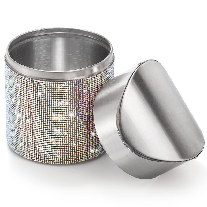 ZOOFOX Countertop Trash Can, 1.5 Liter Bling Rhinestone Garbage Bin