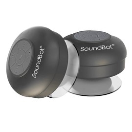 Soundbot SB510 HD Waterproof Bluetooth Shower Wireless Speaker with Speakerphone, Mic, 6-Hour Playtime, Control Buttons & Suction Cup, Powerful Sound Ideal for Bathroom, Travel, or Outdoors (Black)