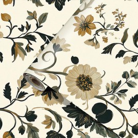 HOMETITUTE Floral Wallpaper Boho Peel and Stick Wallpaper Daisy Sunflower Contact Paper Self Adhesive Removable Counter Peel and Stick Wall Paper for Countertop Cabinet Wall Decor 15.7"x39.4"