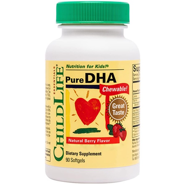 ChildLife Essentials, Pure DHA, Omega-3 Capsules for Children, 90 Softgels, Lab-Tested, Gluten Free, Soy Free, GMO Free