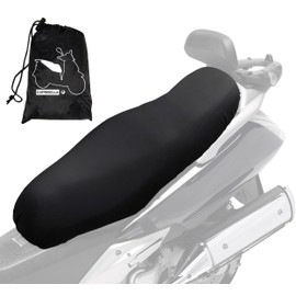 Auto Accessori Lupex - Universal Waterproof Saddle Cover Maxi 115 x 50 cm Material PU Faux Leather Adjustable Saddle Cover for Scooter and Motorbike Black with Bag