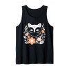Minimalist Cat Elegant Floral Botanical Line Art Tank Top