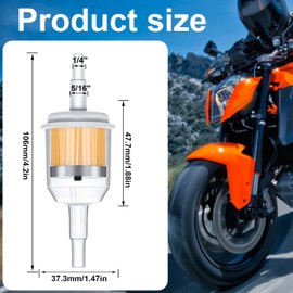 smseace 6pcs 5/16" Fuel Filter 1/4" Gas Inline Fuel Filter with Magnet,12pcs Hose Clamp for Motorcycle Tractors Cars Trucks Accessories 1/4 Inch x 5/16 Inch Universal Gas Inline Fuel Filters