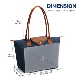 KALIDI Large Handbags for Women Foldable Tote Bag with Zip Waterproof Nylon Women's Totes Top-Handle Bags for Work,School,Travel,Leisure,Shopping