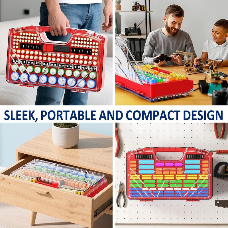 Battery Organizer Storage Holder Box Case with Tester, New Ultra-Large