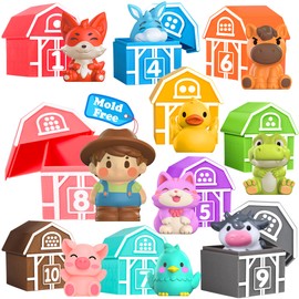 Oriate Sensory Learning Toys for Toddlers 1,2,3 Year Old, 20Pcs Farm Animals Montessori Toy for Counting Sorting Color Recognition & Matching, Finger Puppets & Stacking Toys, Babies Birthday Gift 12M+