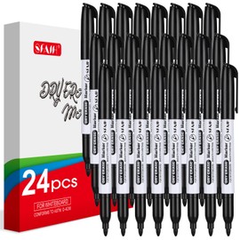 SFAIH Dry Erase Markers Fine Tip - 24 Pack Whiteboard Markers Dry Erase For Kids Adult Low Odor, Black Dry Erase Markers Fine Point For Home Classroom