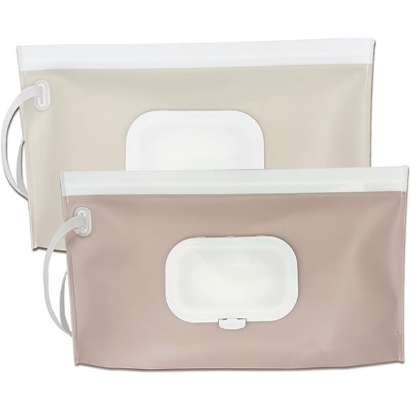 Wipe Dispenser,2-Pack Portable Refillable Wipe Container,Reusable Travel Baby Wipes Dispenser,