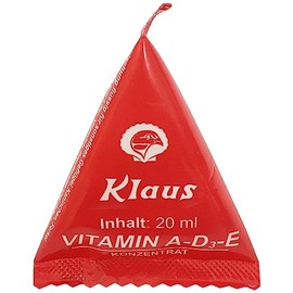 Klaus Vitamin Pillow A-D3-E 20 ml | Vitamin Concentrate | Food Supplement for Vitamin Supply of Chickens, Pigeons and Poultry