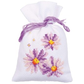 Vervaco Bags Purple Asters aida Set of 3, Cotton Blend Assorted, 31 x 6.5 x 37 cm
