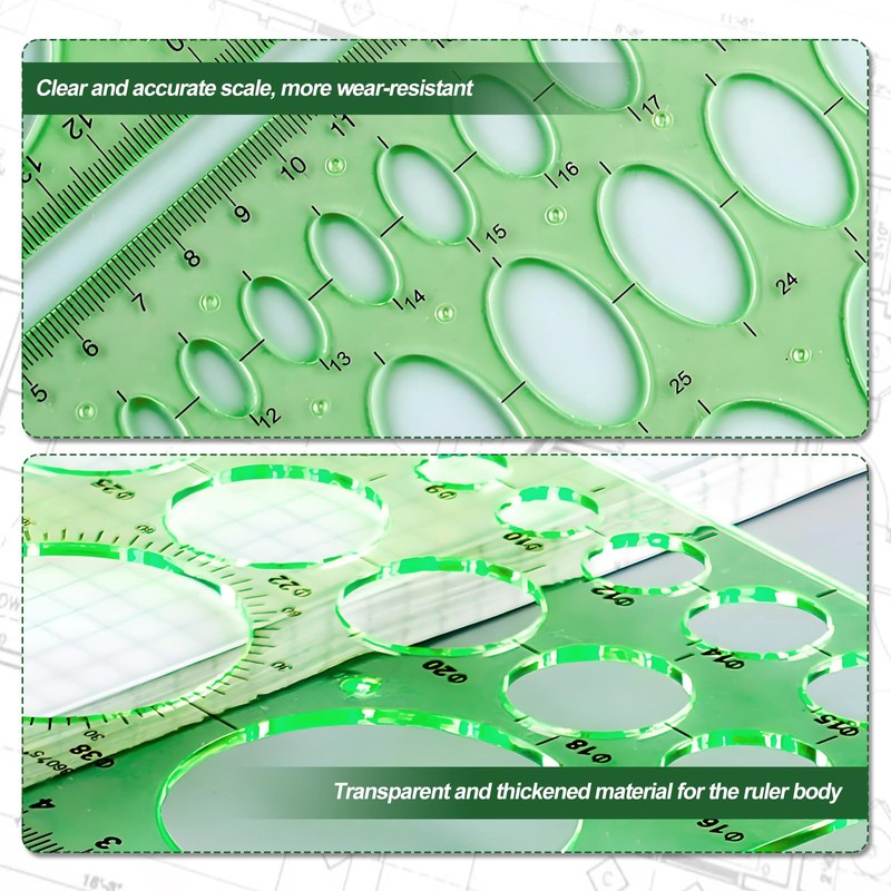 Circle Template for Drawing, 4pcs Plastic Circle Stencil Template Ruler