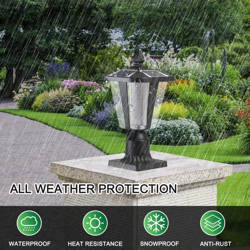2-pack Outside 3000/6000K LED Lighting Cast Aluminum Solar Post Light