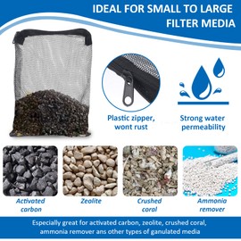 Giantree Pack of 10 Aquarium Filter Bags, Aquarium Net with Zip, Fine Mesh, Reusable Filter Bags for Aquariums, Activated Carbon, Organic Balls, Ammonia Remover, Black, White