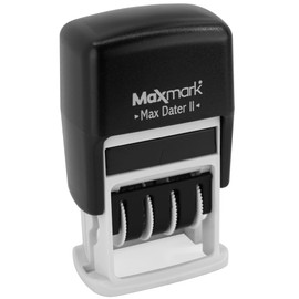 MaxMark Self-Inking Rubber Date Office Stamp with Approved Phrase Blue Ink & Date RED Ink (Max Dater II), 12-Year Band