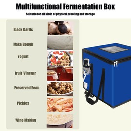 GEOYLE Folding Dough Proofing Box, Sourdough Starter with Temp Control (0-122℉) & 96H Timer, 20L Bread Proofing Box for Sourdough, Pizza, Yogurt, Seed Starting,Blue 10.6 * 10.6 * 10.6inch