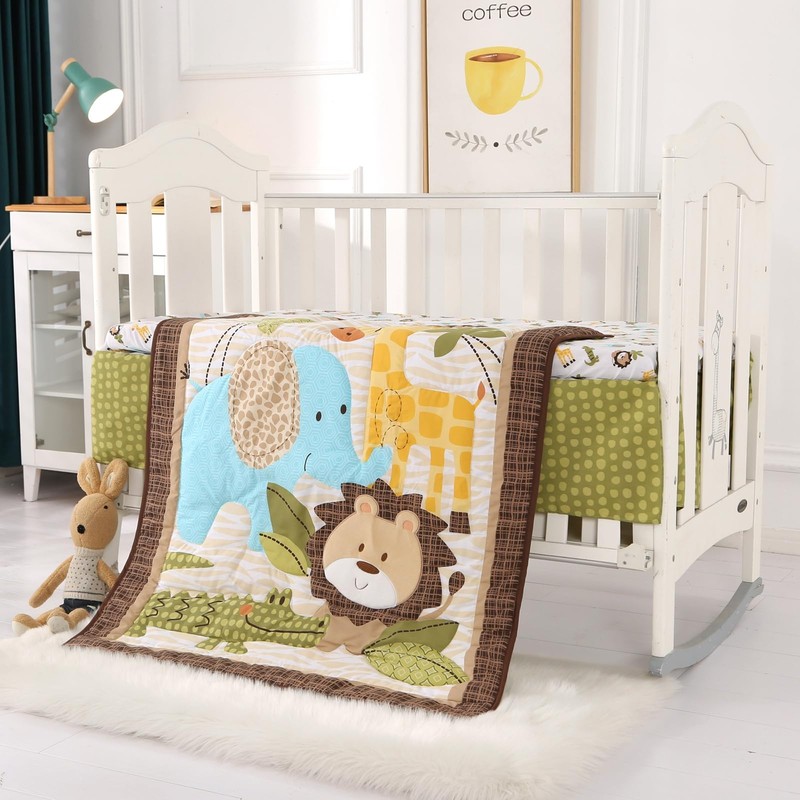 Wowelife Crib Bedding Set Safari, Premium 3-Piece Baby Bedding Set