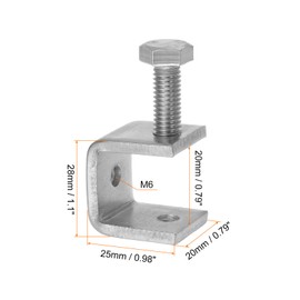 sourcing map 6Pcs Stainless Steel C Clamps Mini 0.79" Wide Jaw Opening Small Metal U Clamp for Woodworking Welding Building Household Mounting