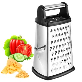 YOMYM Rallador con 4 diferentes tipos de Rallador, Acero Inoxidable Multifunción 4 Lados Rallador de Caja Manual, Rallador de Cocina para Rallar Queso, Verdura, Papas, Ginger, Zanahoria y más (negro)