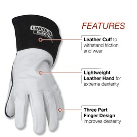Lincoln Electric Grain Leather TIG Welding Gloves | High Dexterity | XL | K2981-XL