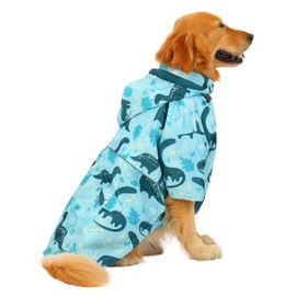 HDE Dog Raincoat Double Layer Zip Rain Jacket with Hood for Small to Large Dogs Dinosaurs - 3XL