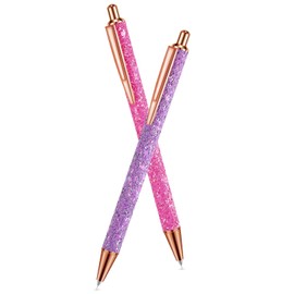 2 Pieces Weeding Pen Vinyl Pen Pin Weeding Tool Fine Point Weeding Tool Glitter Metal Vinyl Air Release or Car Puncturing Installation Retractable Craft Vinyl Tool for DIY(Purple, Rose)
