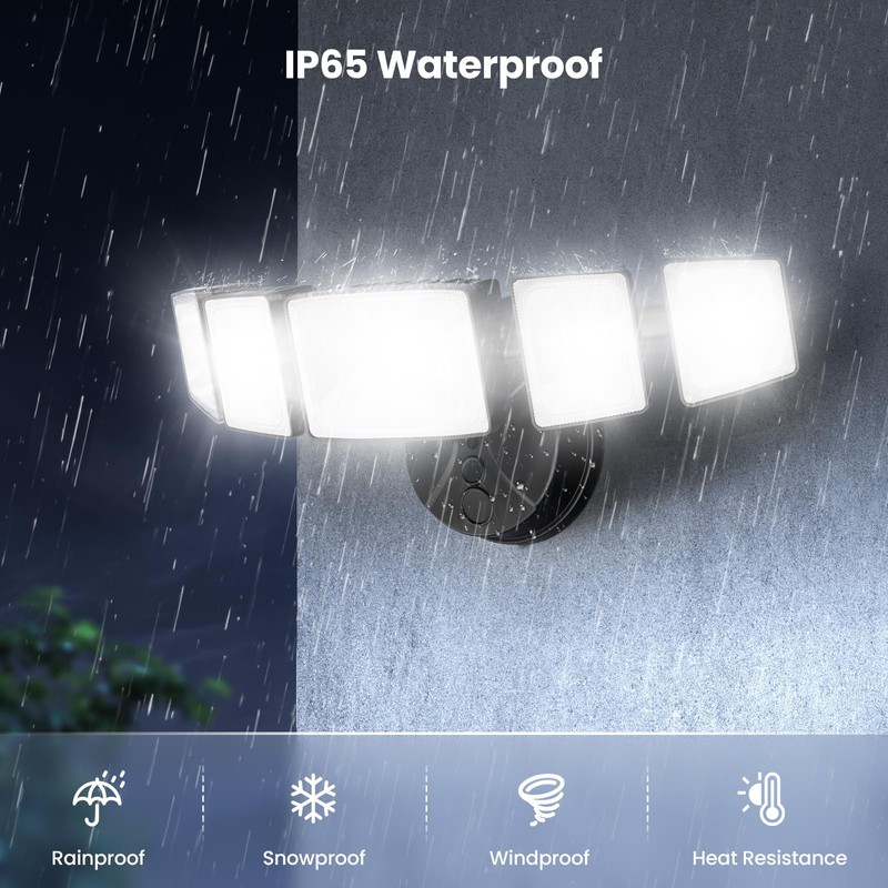 Onforu 15000lm LED Flood Lights Outdoor, 5 Adjustable Heads, Switch