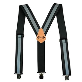 Reflective Safety Suspenders|Work Suspenders with Hi Viz Reflective Strip Hold Up Tool Belt Suspenders… (Black Reflective)