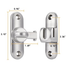 INIRET 2 Packs Silvery Barn Door Latches,90/180 Degree Gate Lock,Flip Gate Latches Hardware,Zinc Alloy Right Angle Door Lock Latch,Door Security Sliding Door Latch Lock for Cabinets,Bathroom