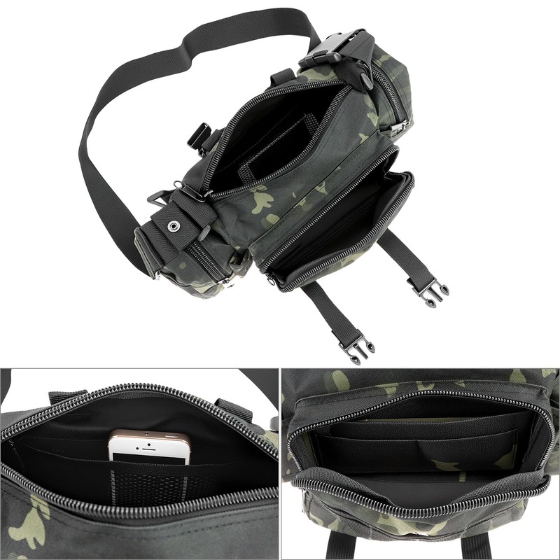 QWORK® Borsa da pesca mimetica, impermeabile, per esterni, per pesca