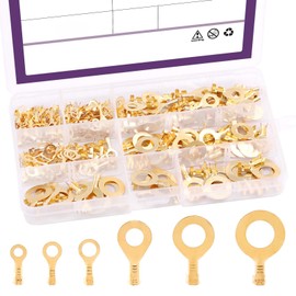 aninako 150pcs Round Terminals M3 M4 M5 M6 M8 M10 Kit Set Connector Kit Brass Crimp Cable Terminal Brass Ring Cable Lug Copper Lug Crimp Cable Terminal for Automotive Appliance Socket Cable Lug Wire