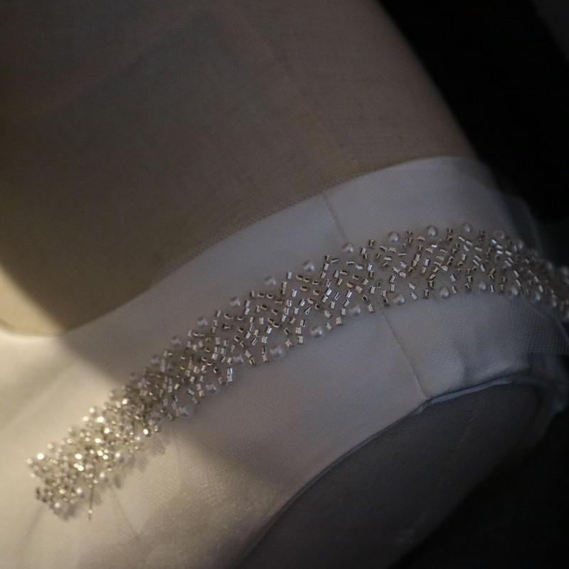 G-RUI 4.5yard White Golden Sequins Beaded Flower Embroidery lace Appliques