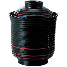 Fukui Crafts Suction Bowl, Line Drawn Chopsticks Washing Bowl, Made in Japan, Black Vermilion String, Small