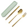 Gold Silverware Set for Camping. Lightweight & Portable Reusable Chopsticks