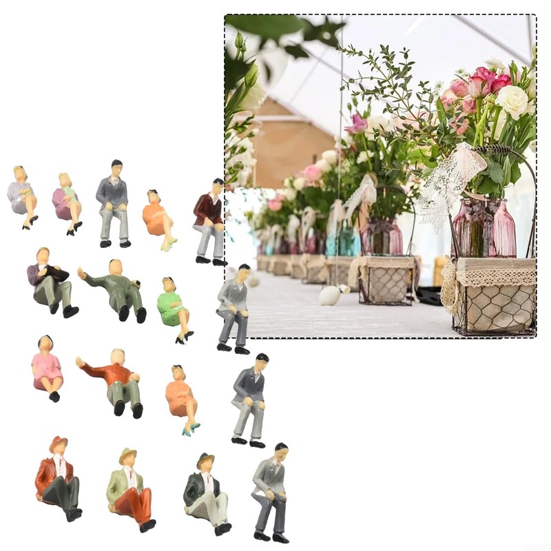 50 Pieces Sitting Figures Scale 1:32 Figure Model Peoplee Track